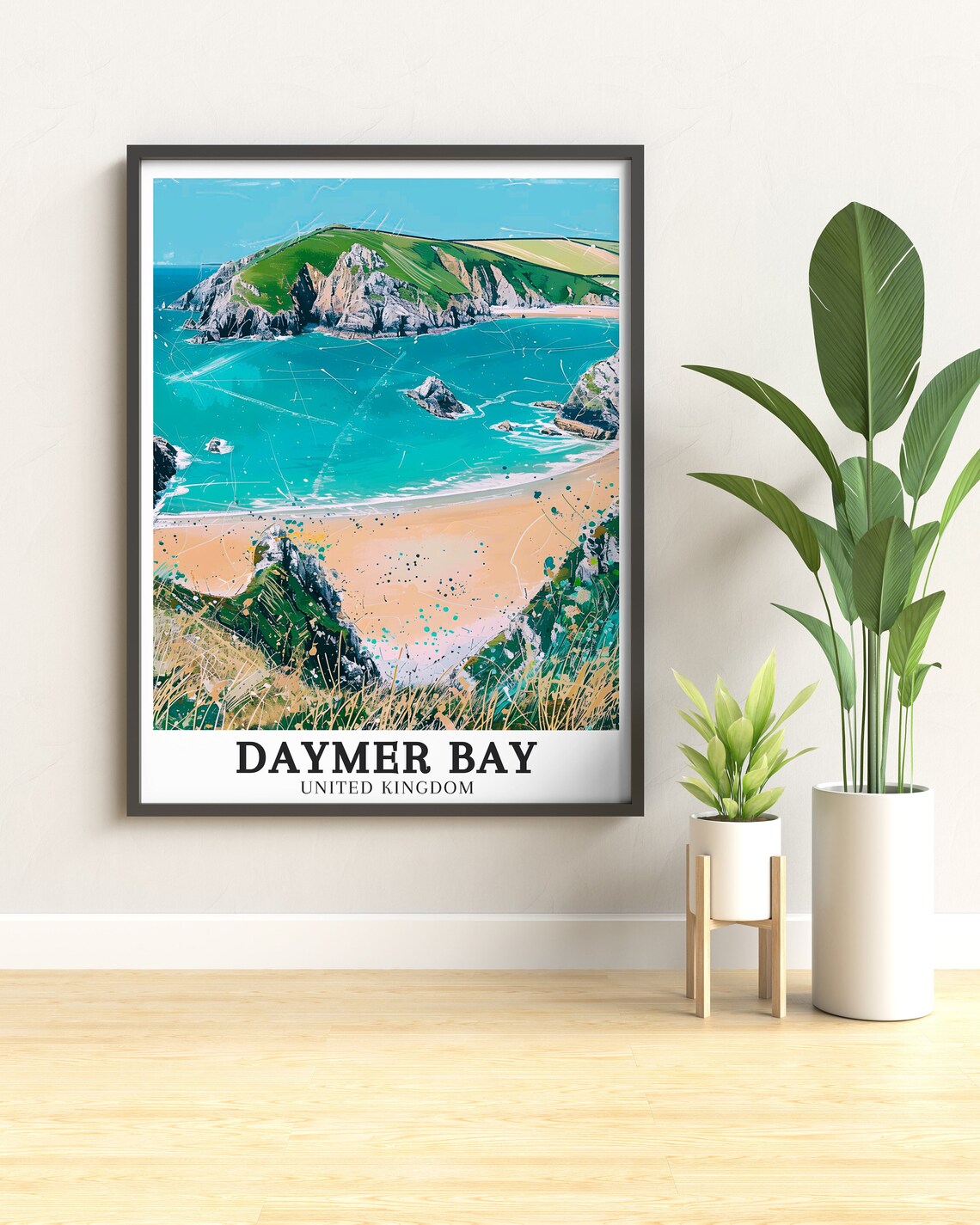Daymer Bay Rocky Headland Cove Cornwall Coast Vintage Travel Poster - Image 2