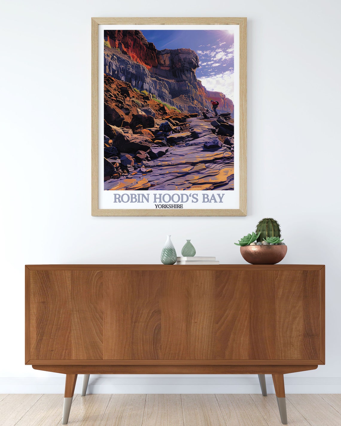 Robin Hoods Bay Rocky Shore Fossil Hunter Cliffs Yorkshire Poster - Image 3