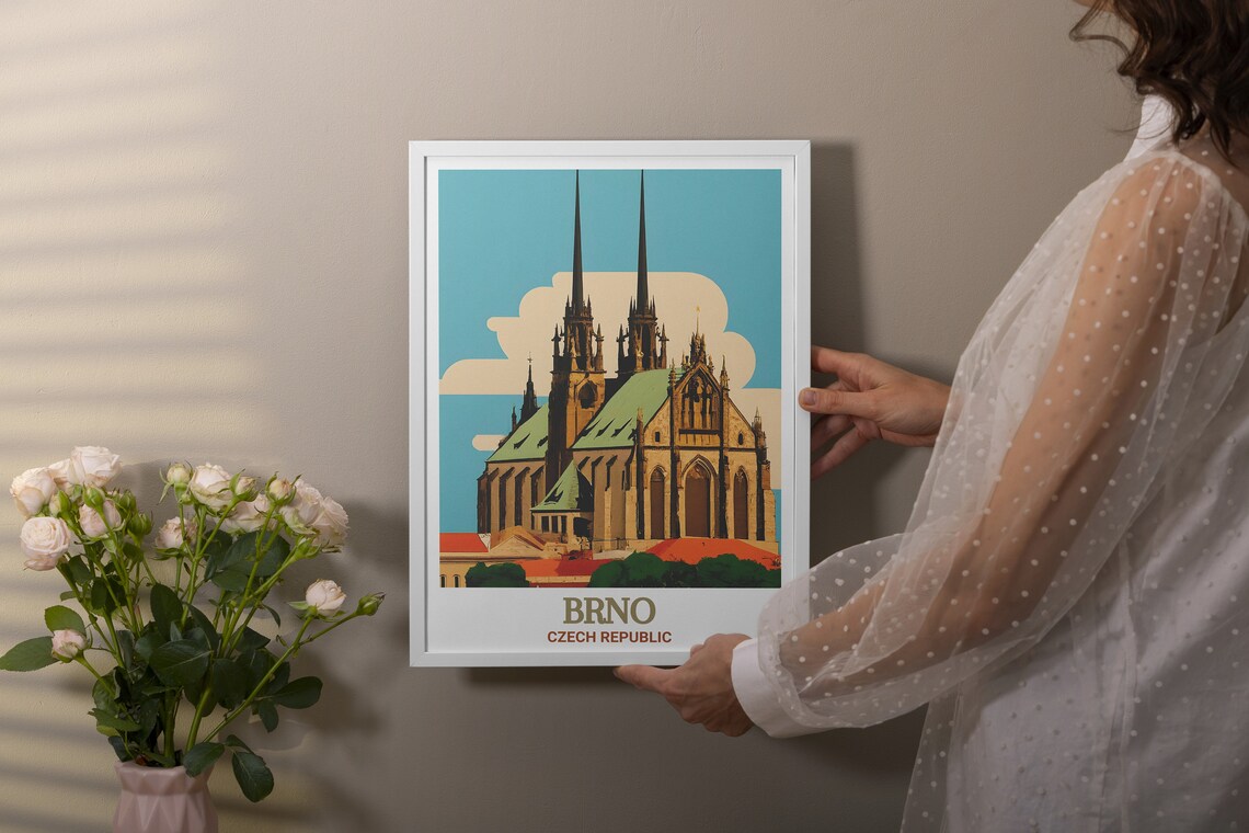 Brno Cathedral of St Peter and Paul Gothic Spires Czech Poster - Image 2