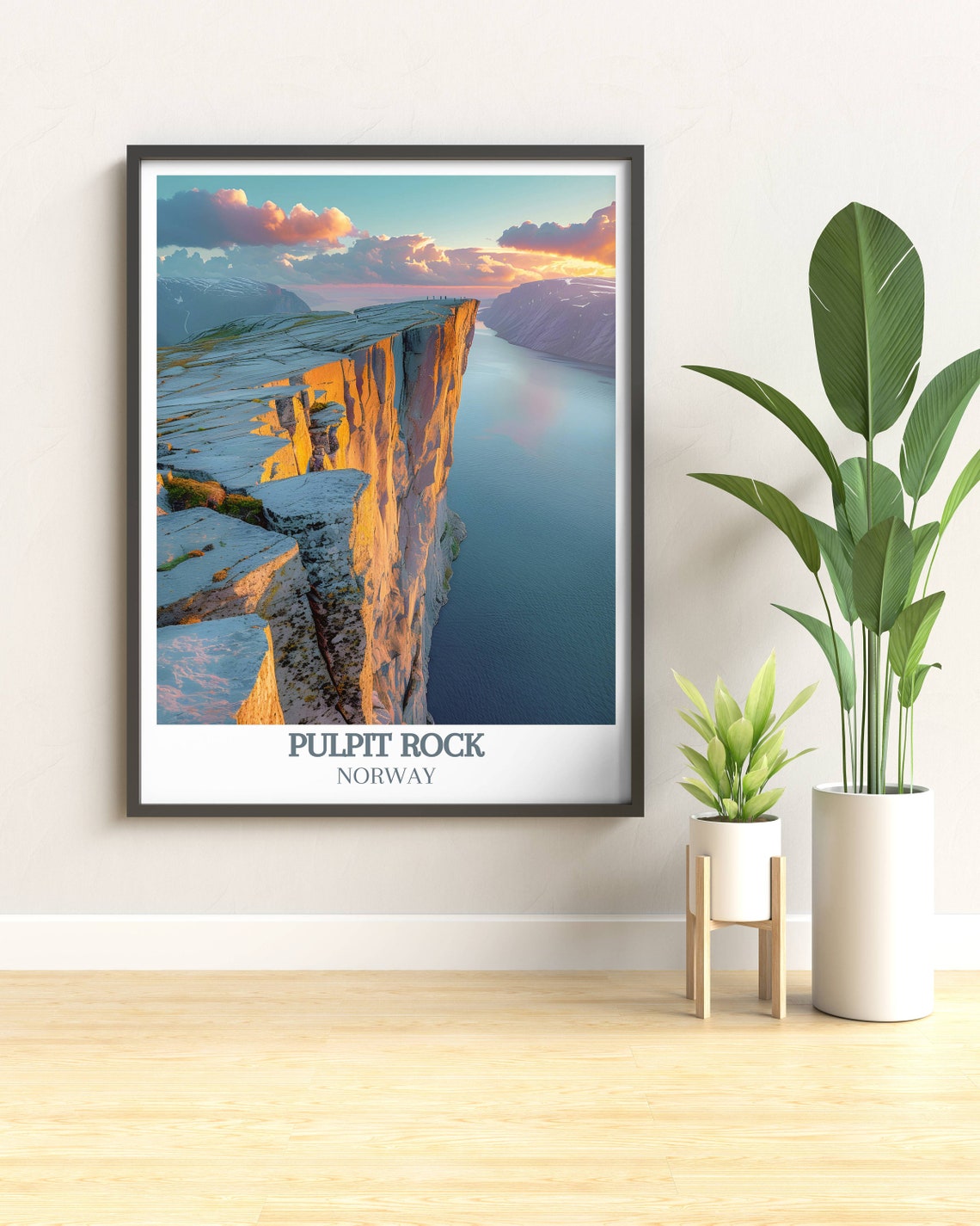 Pulpit Rock Norway Fjord Sunset Golden Cliff Edge Travel Poster - Image 3