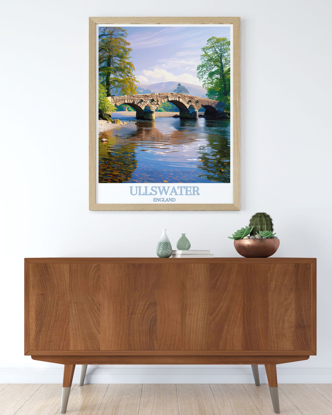 Ullswater Old Stone Arch Bridge Over a Calm River in England Poster - Image 2