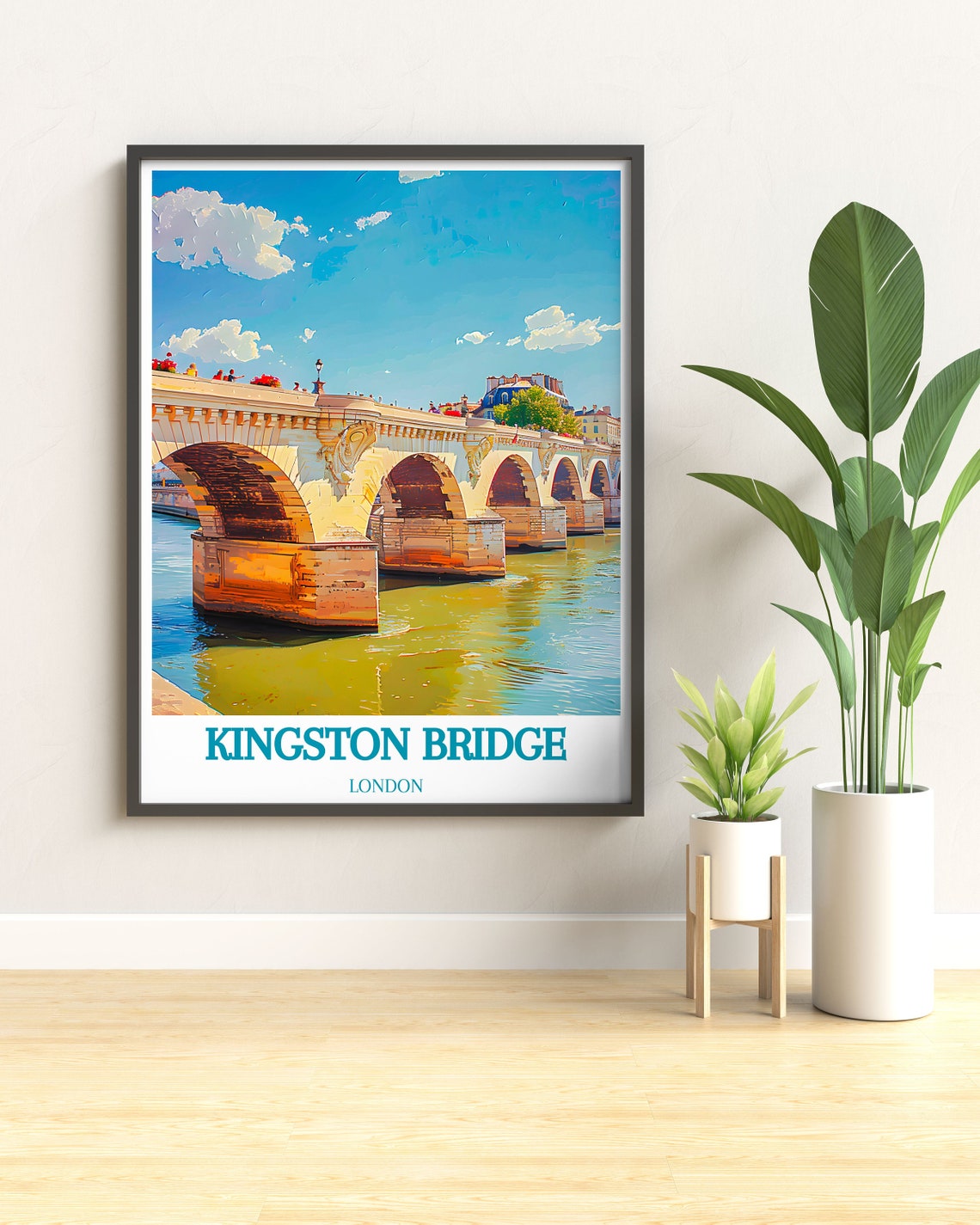Kingston Bridge London Historic Stone Arches River Thames Poster - Image 2
