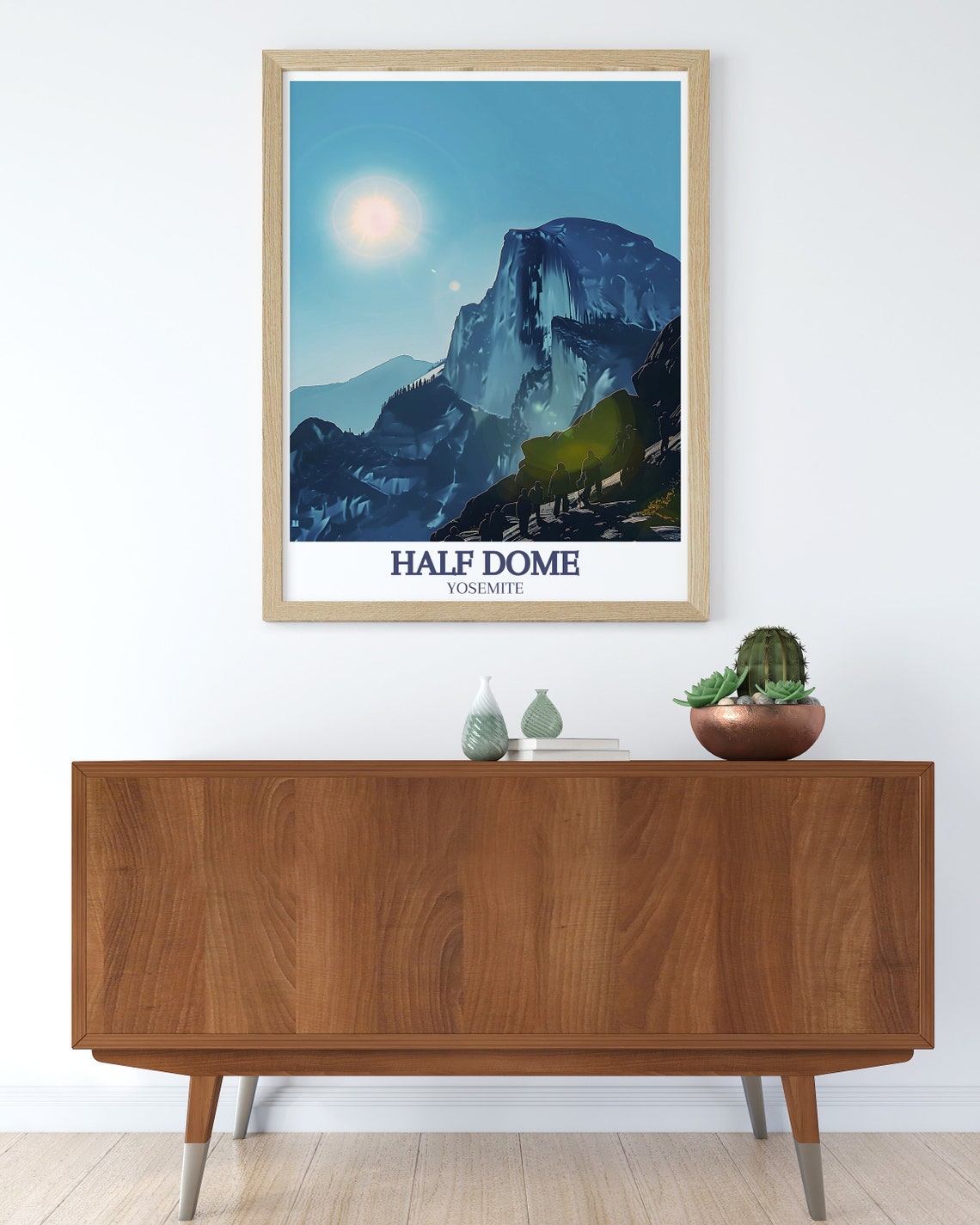Yosemite Half Dome Hikers Moonlit Granite Summit Travel Poster - Image 3