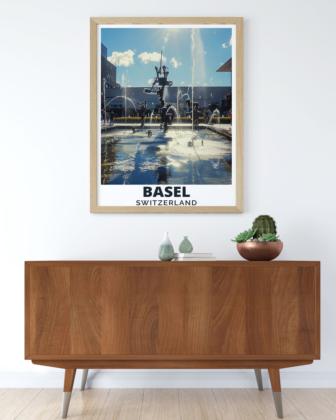 Basel Switzerland Tinguely Fountain Water Play Sun Art Poster - Image 2