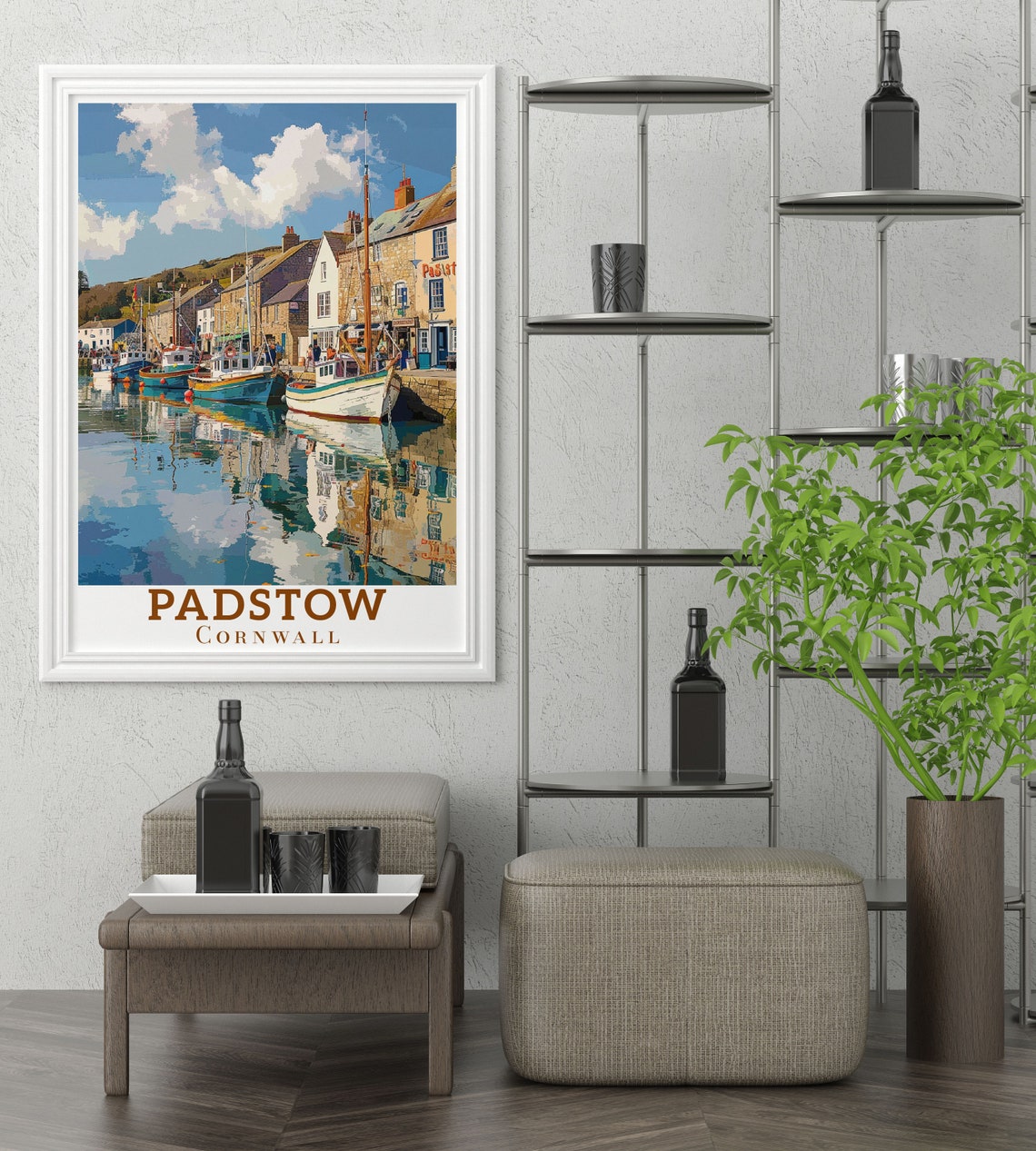Padstow Cornwall Fishing Boats Reflected in Harbour Water Poster - Image 3