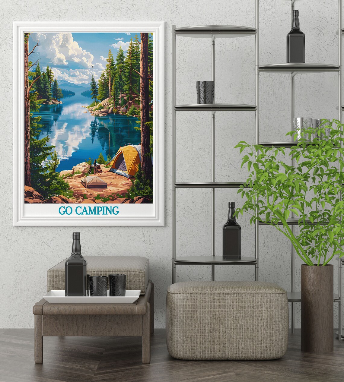 Go Camping Lakeside Tent Pine Forest Retreat Classic Travel Poster - Image 3