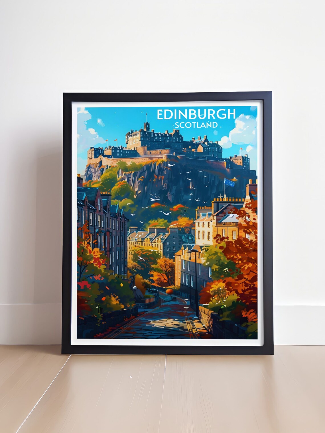 Edinburgh Castle Autumn Street View Scotland Historic City Poster - Image 4