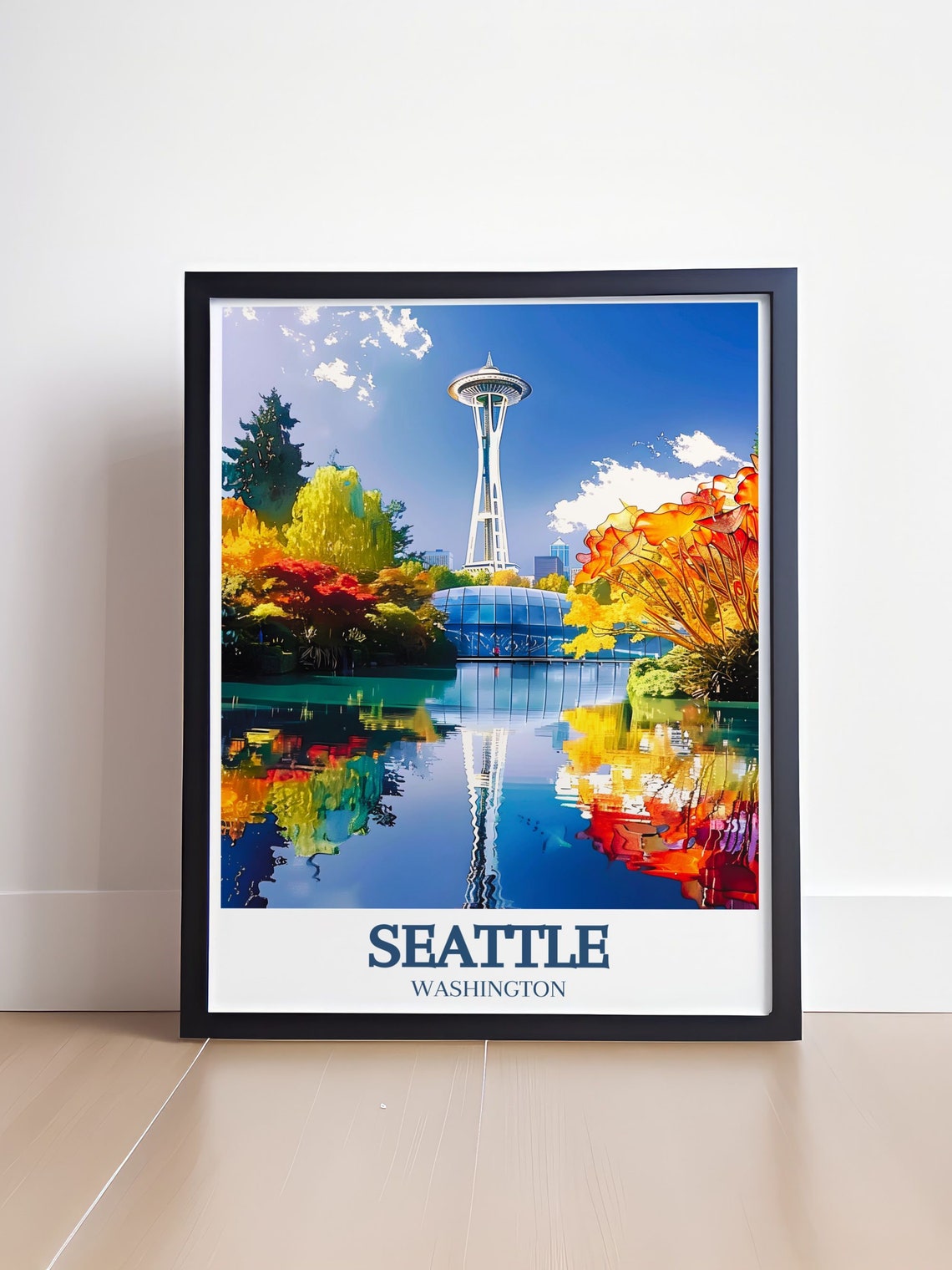 Seattle Chihuly Garden Glass Flowers Space Needle Reflection Poster - Image 4
