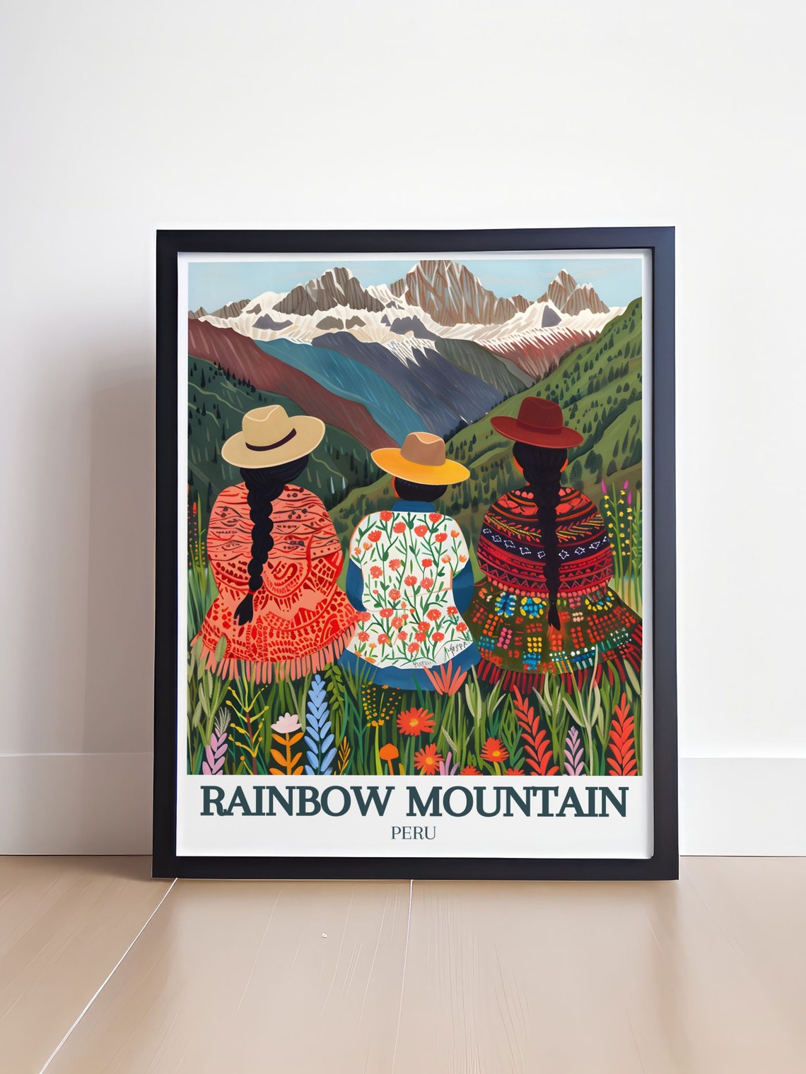 Quechua Women Overlooking Andes Rainbow Mountain Peru Poster - Image 4