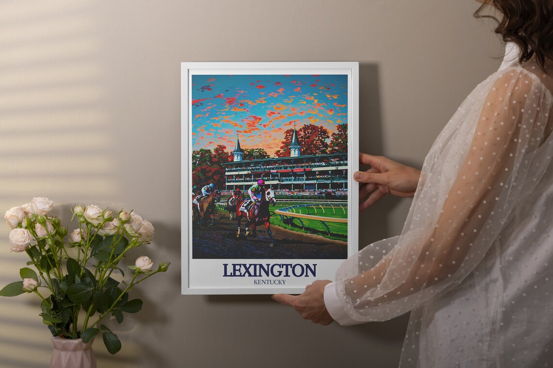 Lexington Kentucky Keeneland Horse Racing Track Sunset Sports Poster - Image 3
