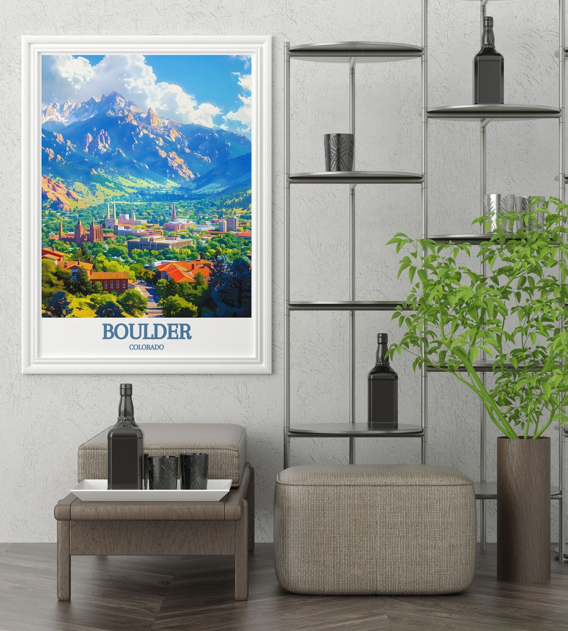 Boulder Colorado Cityscape With The Flatirons Mountain Backdrop Poster - Image 4