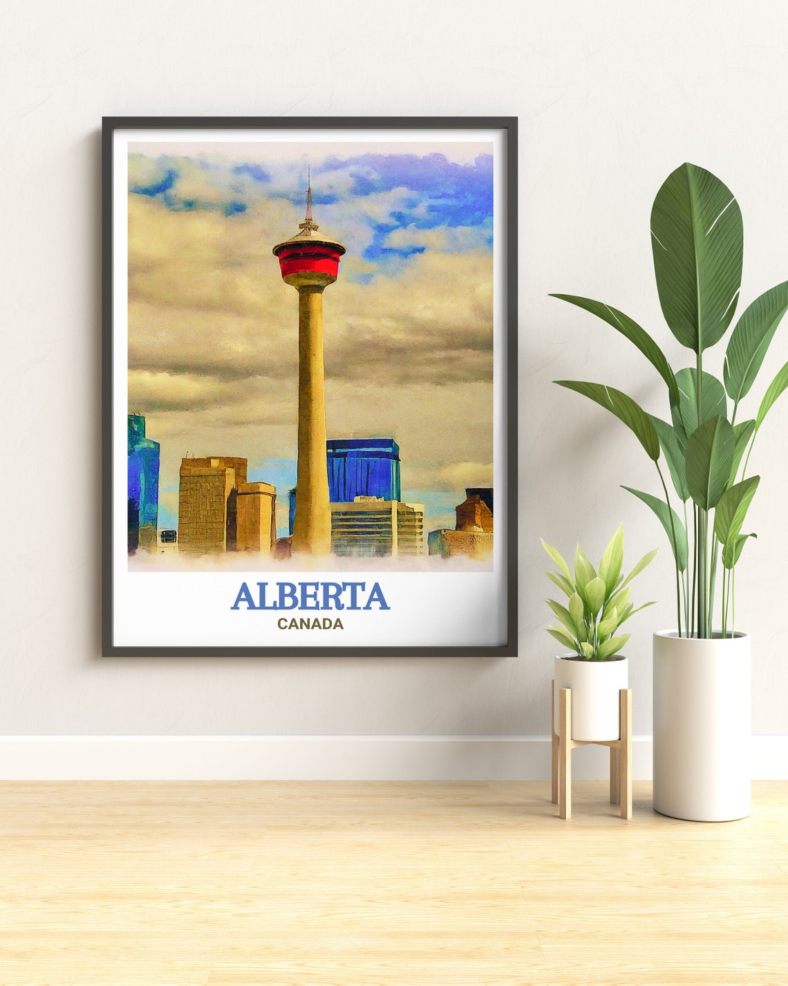 Alberta Calgary Tower Skyline Watercolor Canada City Landmark Poster - Image 3