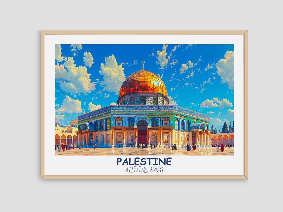 Palestine Travel Print Dome Of The Rock Palestine Travel Gift Vintage Travel Poster Printable City Poster - Image 4