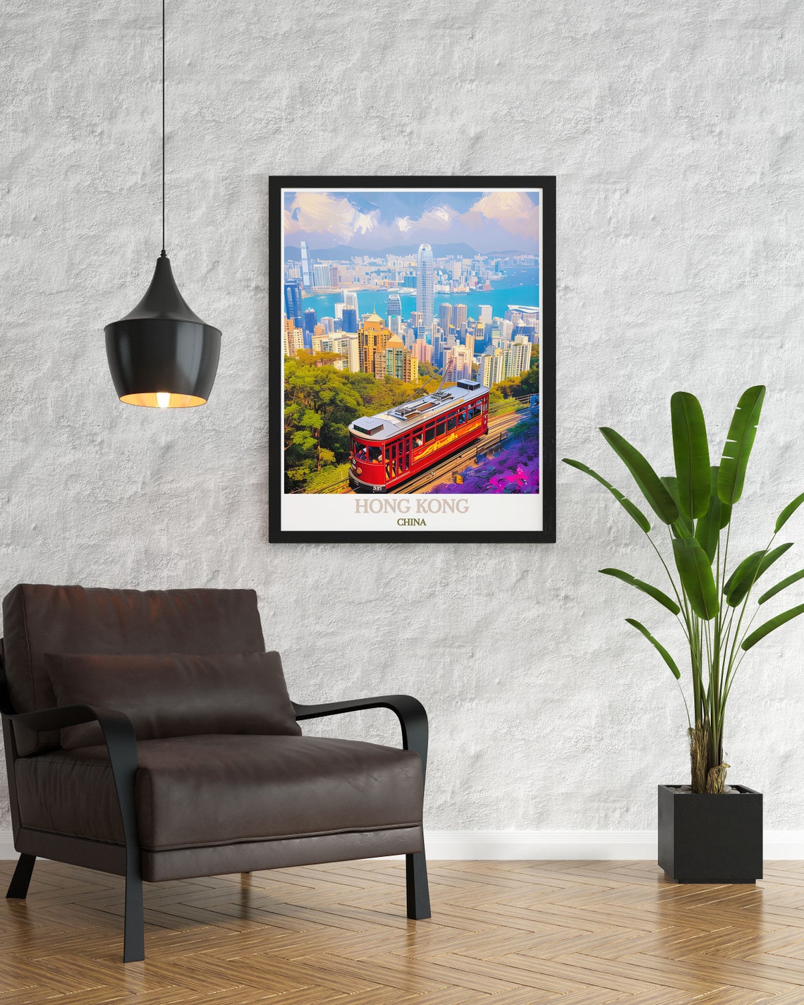 Hong Kong Victoria Peak Tram Skyline Cityscape Travel Poster - Image 3