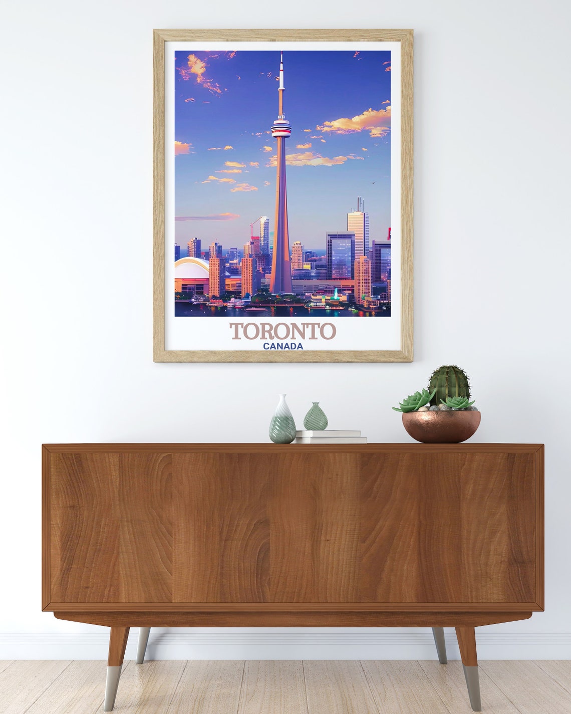 Toronto Canada CN Tower Skyline Glowing At Sunset Waterfront Poster - Image 3