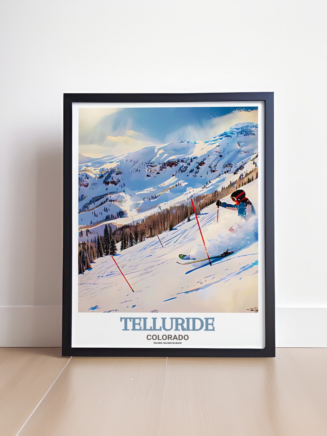 Telluride Colorado Ski Resort Downhill Racer Action Scene Poster - Image 4