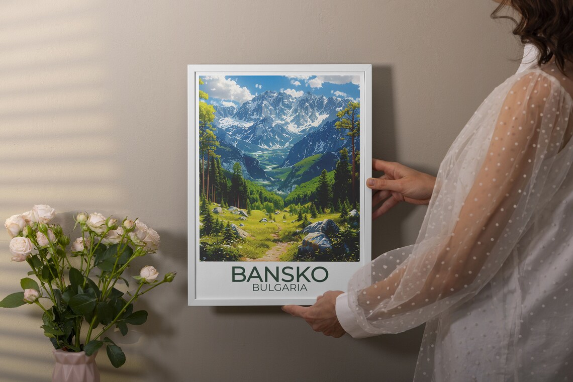 Bansko Bulgaria Vintage Ski Travel Poster - Image 3