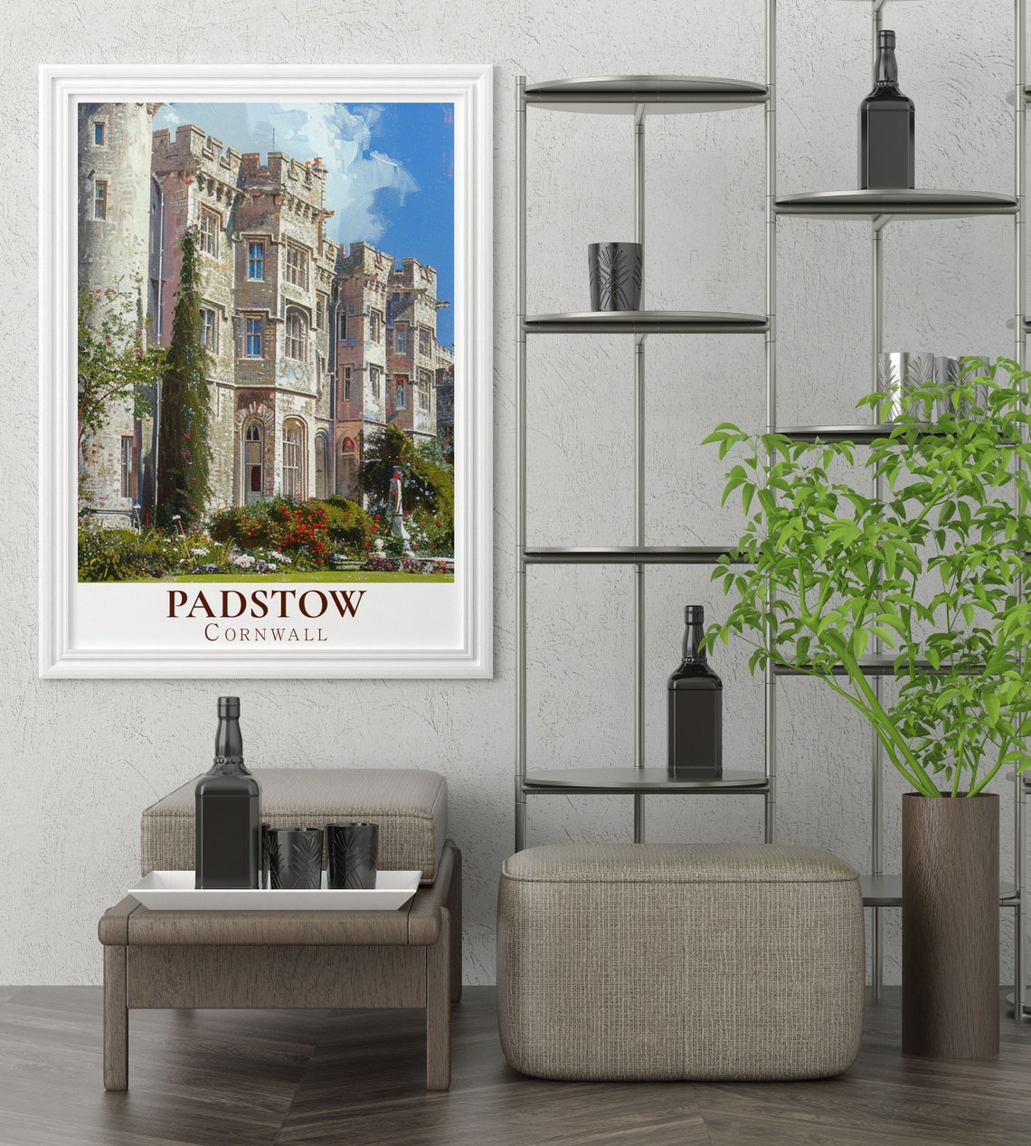 Padstow Cornwall Historic Stone Manor With Rose Gardens Poster - Image 2