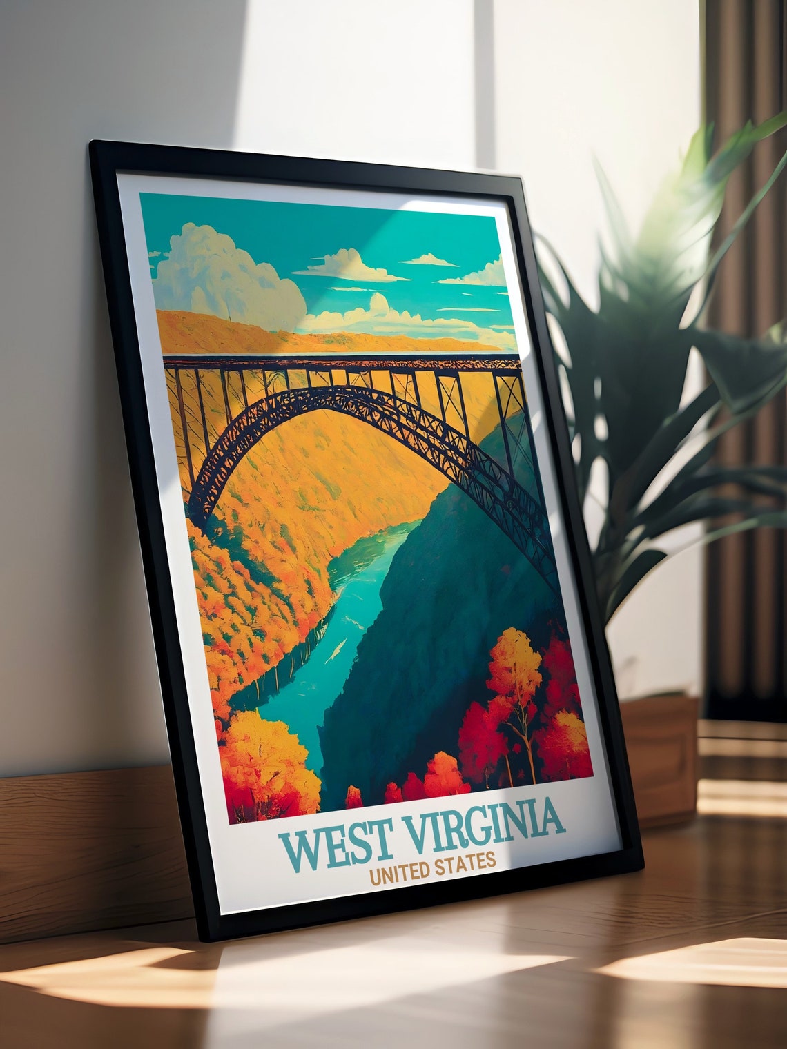 West Virginia New River Gorge Bridge Autumn Gorge View Poster - Image 3