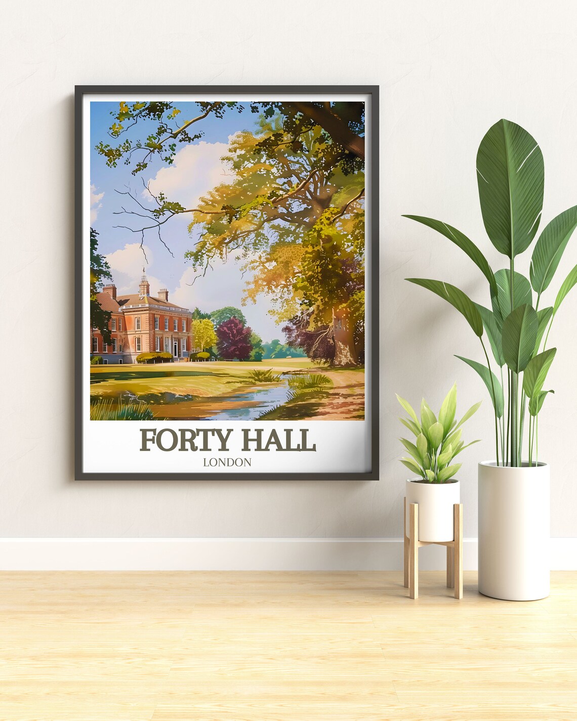 Forty Hall London Manor House Garden Watercolor Travel Poster - Image 2