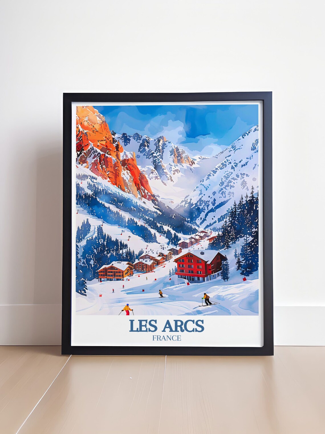 Les Arcs France Ski Resort Valley With Red Chalets Snow Travel Poster - Image 4