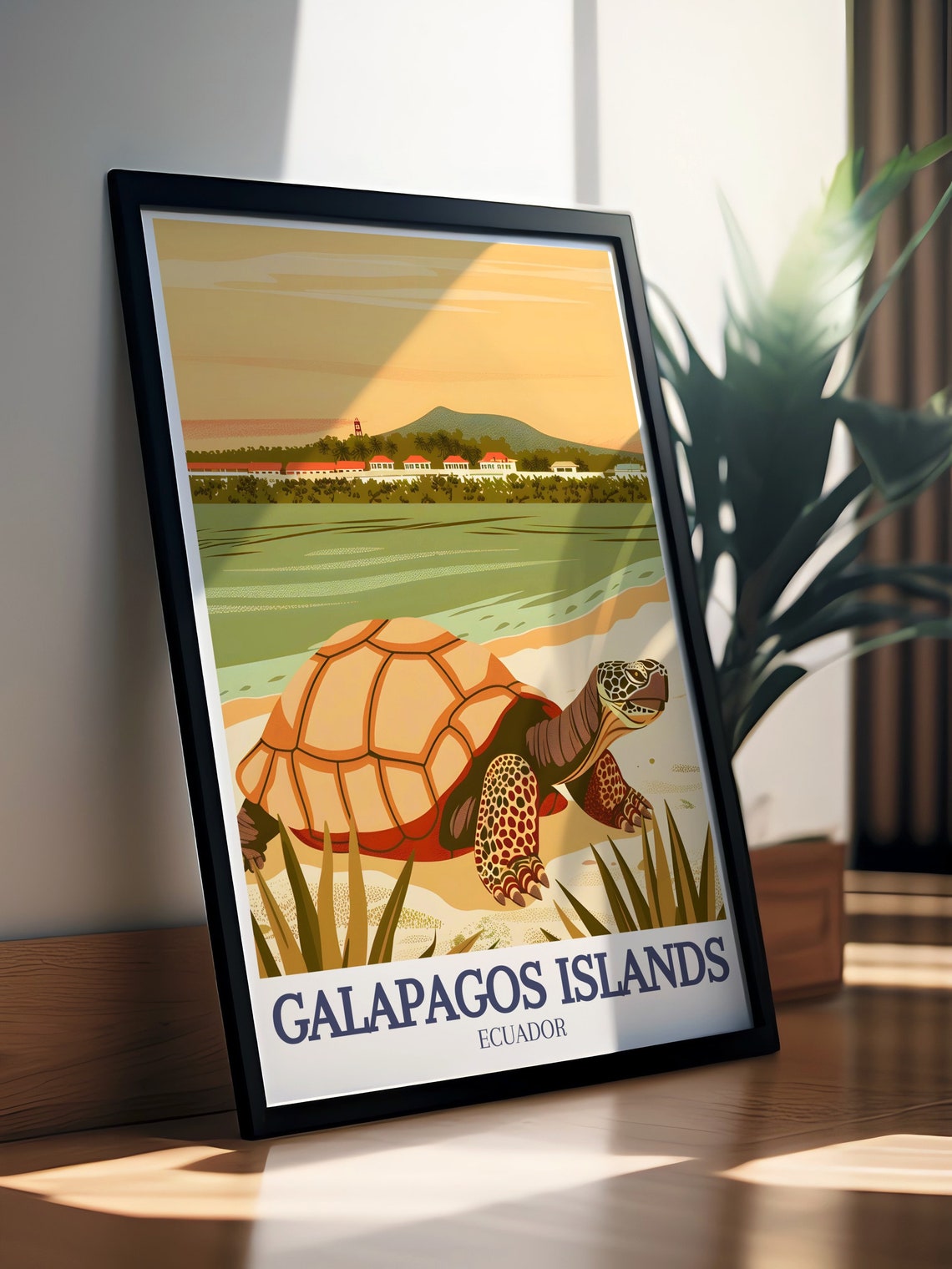 Galapagos Giant Tortoise Beach Sunset Ecuador Wildlife Poster - Image 3