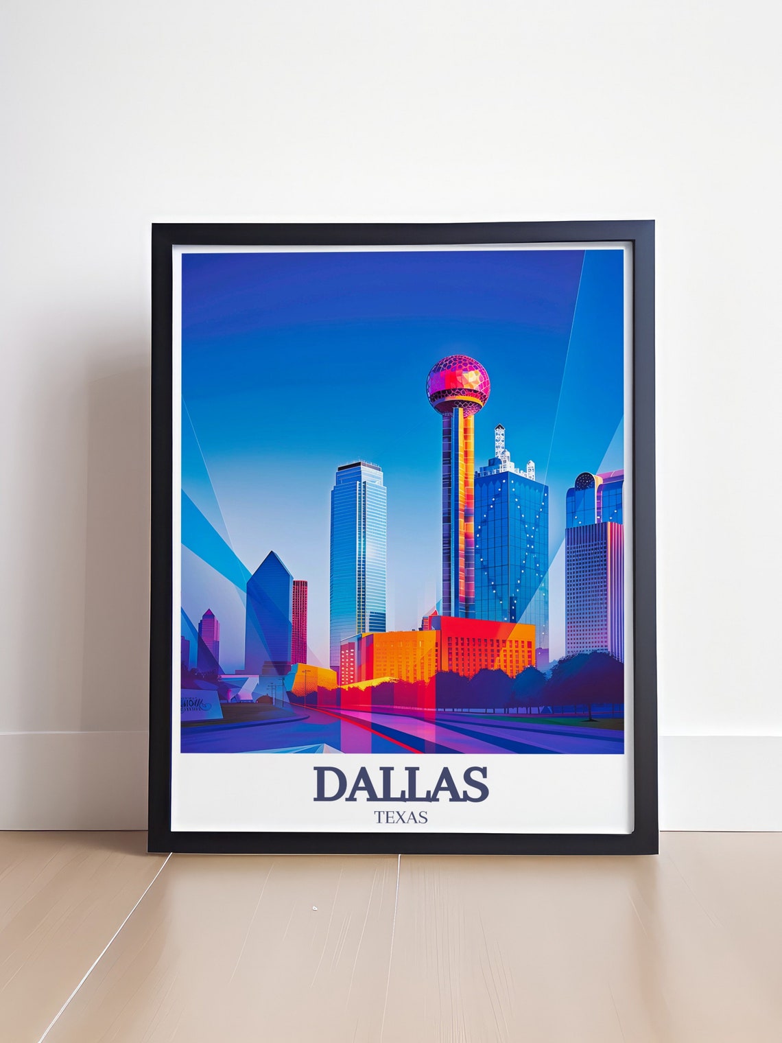 Dallas Texas Skyline With Reunion Tower Sunset Travel Poster - Image 4