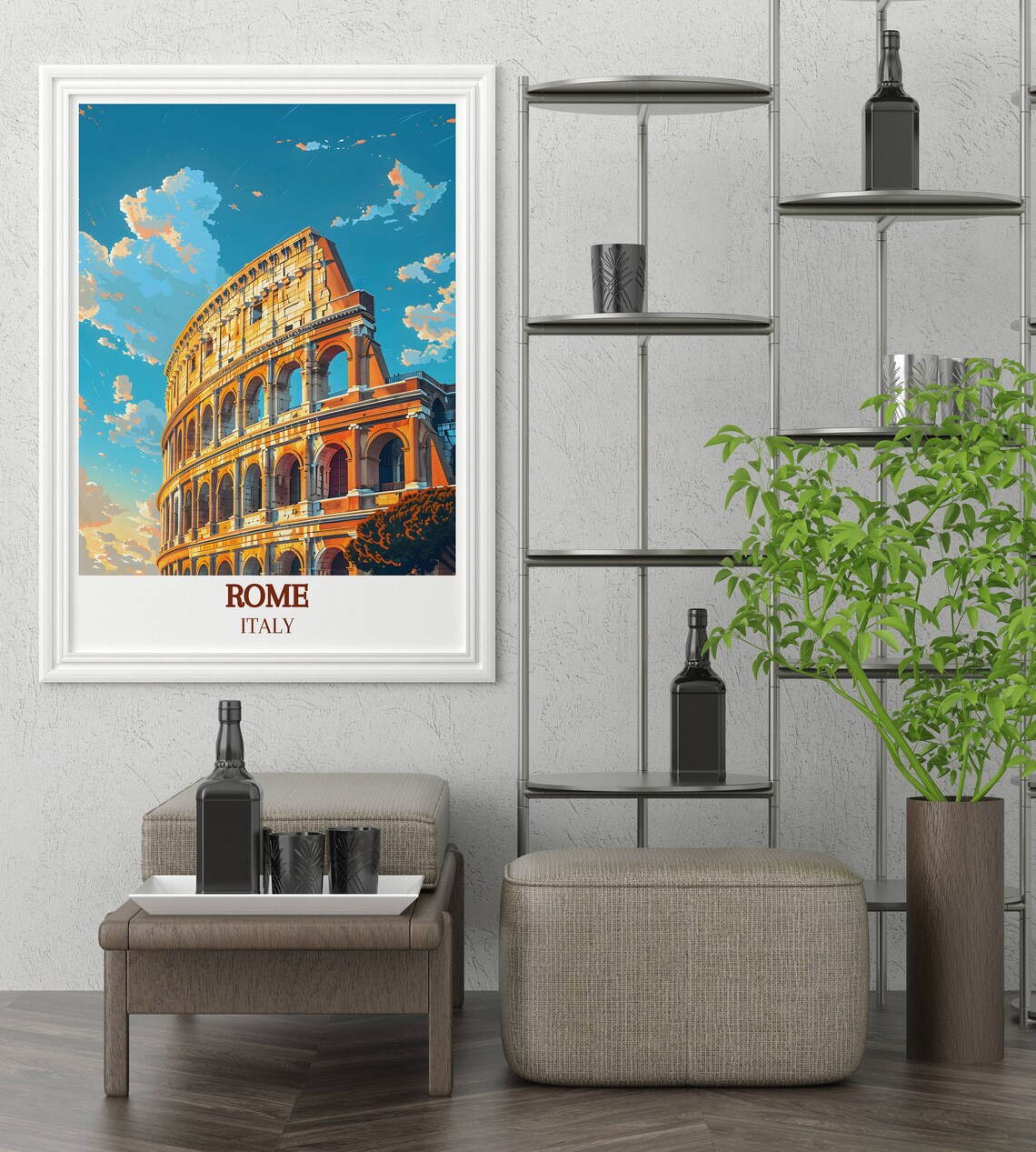Rome Italy Colosseum Bathed in Golden Hour Sunset Light Poster - Image 2