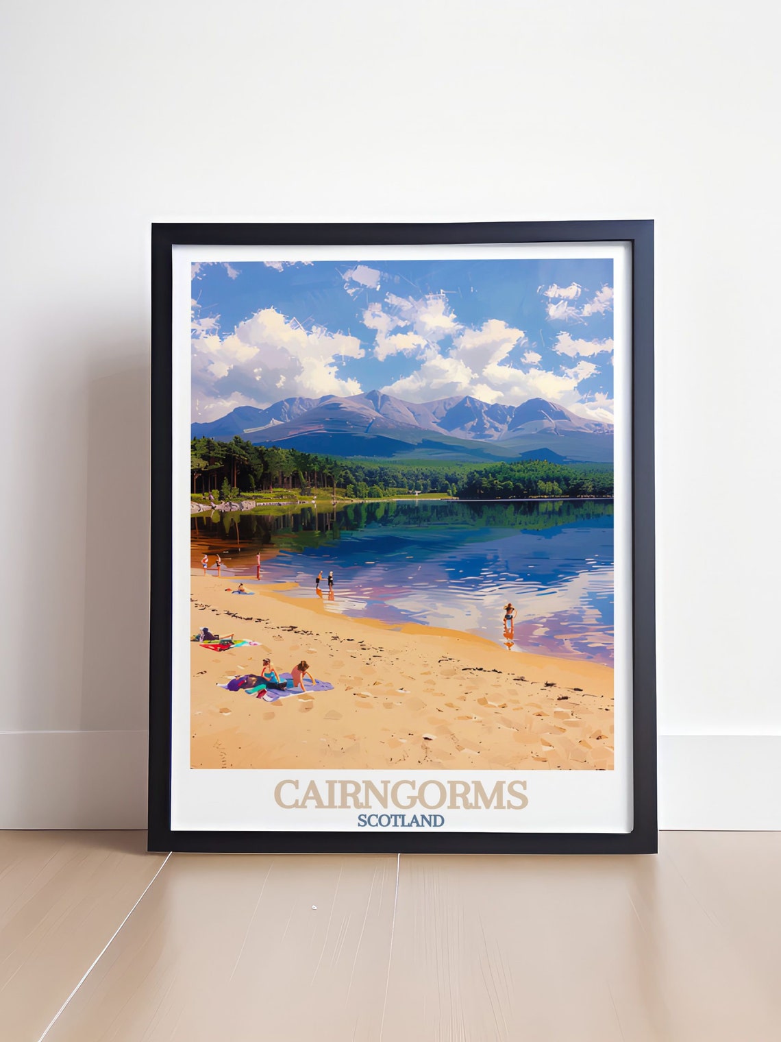 Cairngorms Scotland Loch Morlich Sandy Beach Summer Scene Poster - Image 4