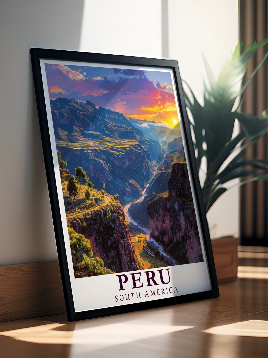 Peru Colca Canyon Sunset Deep Gorge River South America Poster - Image 2