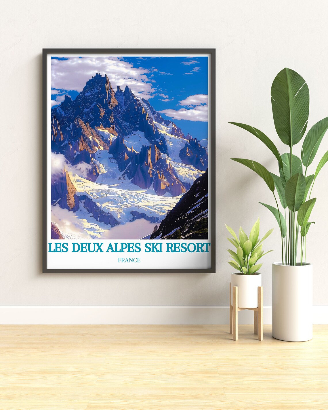 Les Deux Alpes Ski Resort Snowy Mountain Peak France Travel Poster - Image 2