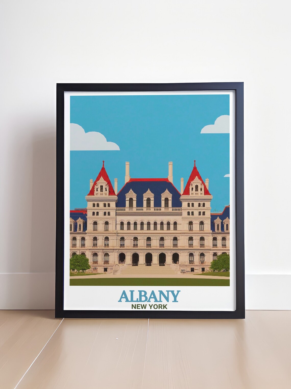 New York State Capitol Building in Albany Bold Graphic Poster - Image 4