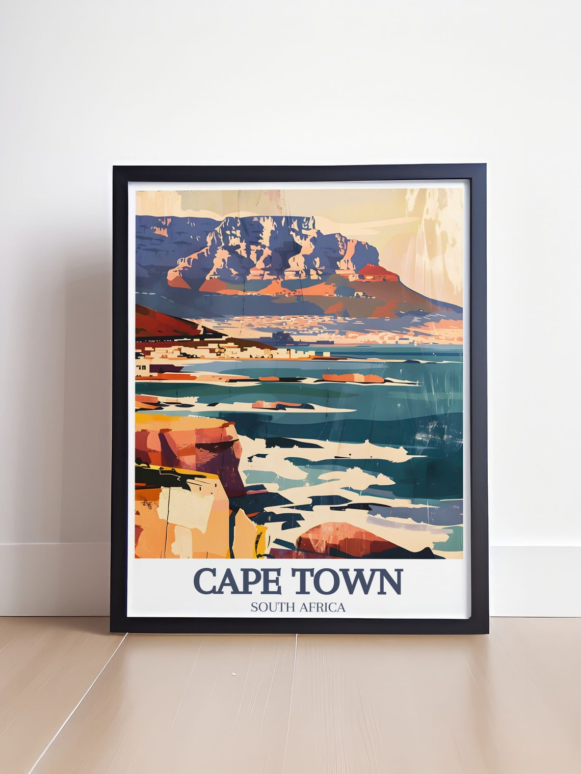 Cape Town South Africa Table Mountain Rocky Surf Coast Scene Poster - Image 4