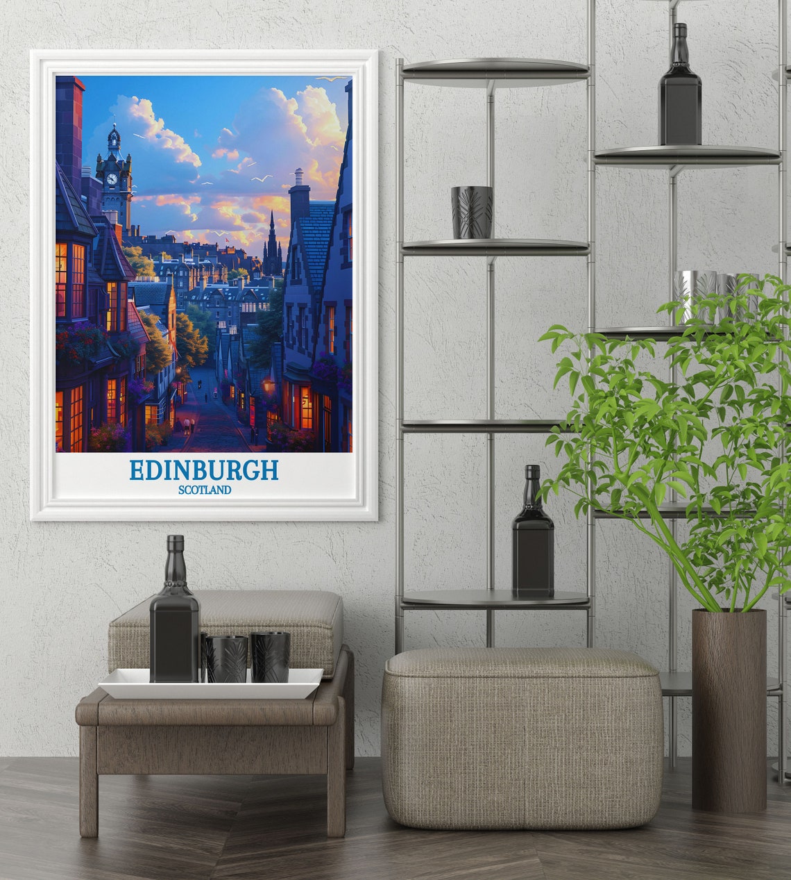 Edinburgh Royal Mile Cobbled Old Town Street at Dusk Travel Poster - Image 4