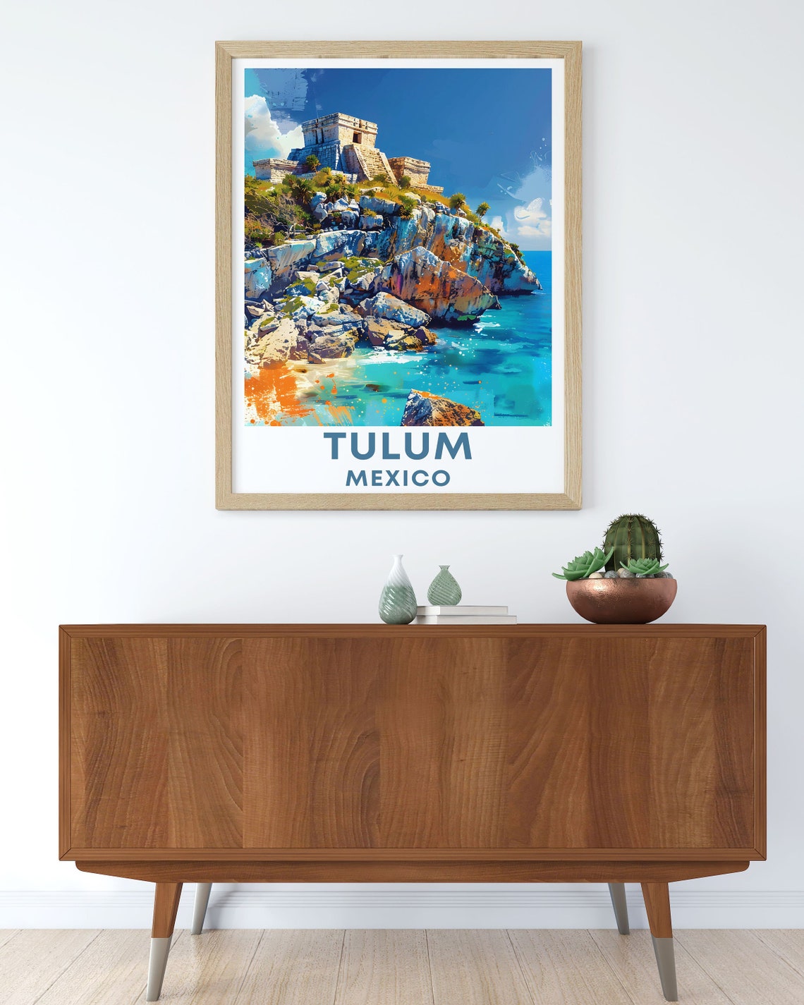 Tulum Mexico Cliffside Mayan Ruins Above Caribbean Sea Poster - Image 3