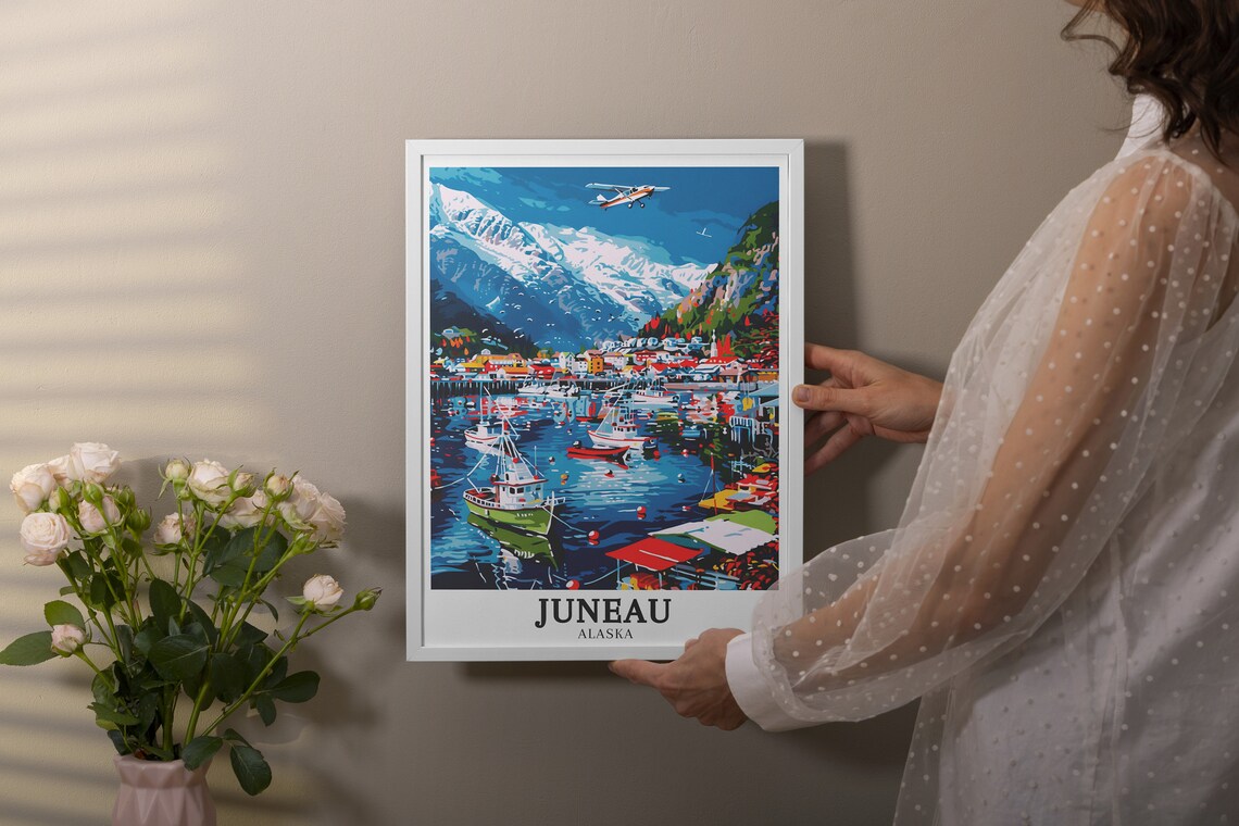 Juneau Travel Print Juneau Harbour Gastineau Channel Art Juneau Harbour Gastineau Channel Decor Juneau Print Juneau Decor - Image 3