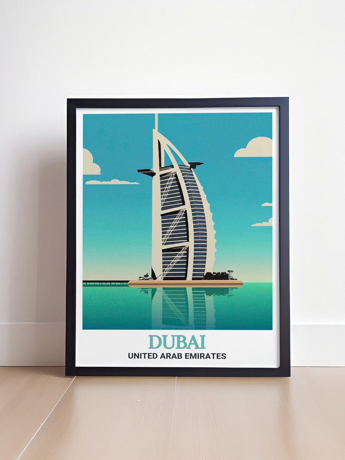 Dubai Burj Al Arab Sail Hotel Minimalist Turquoise Sea UAE Poster - Image 4