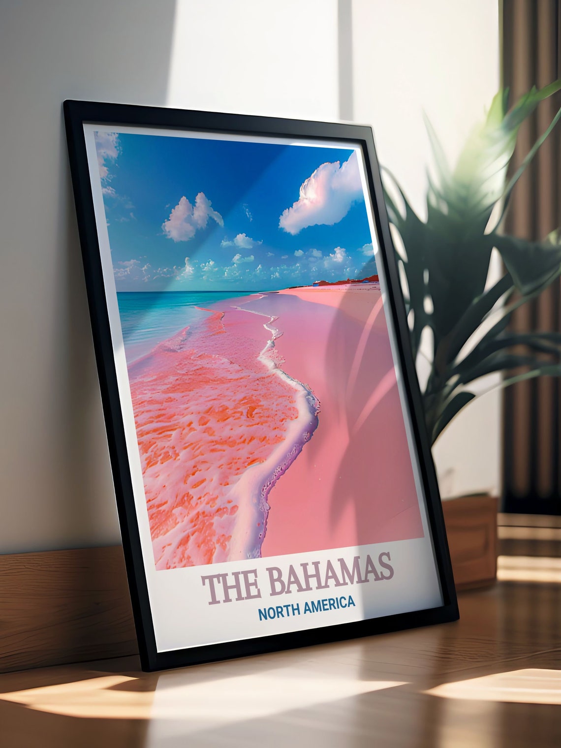 The Bahamas Pink Sand Beach Surf Under Turquoise Waves Poster - Image 3