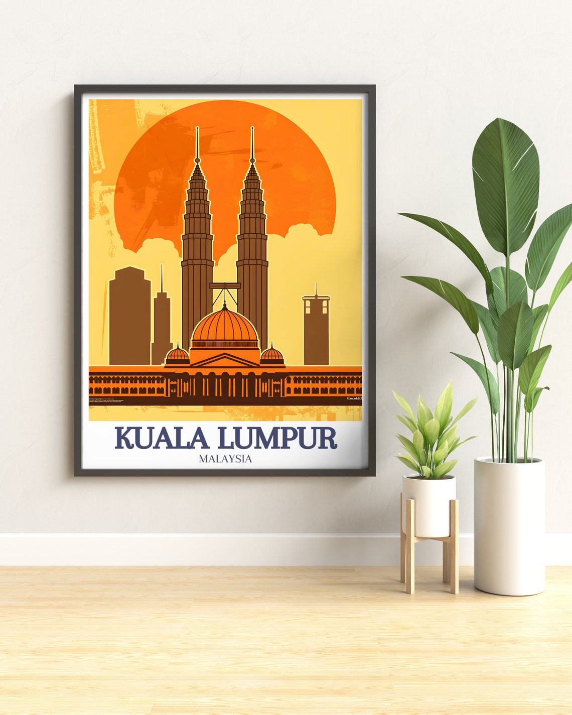 Kuala Lumpur Malaysia Petronas Towers Sunset Skyline Travel Poster - Image 3
