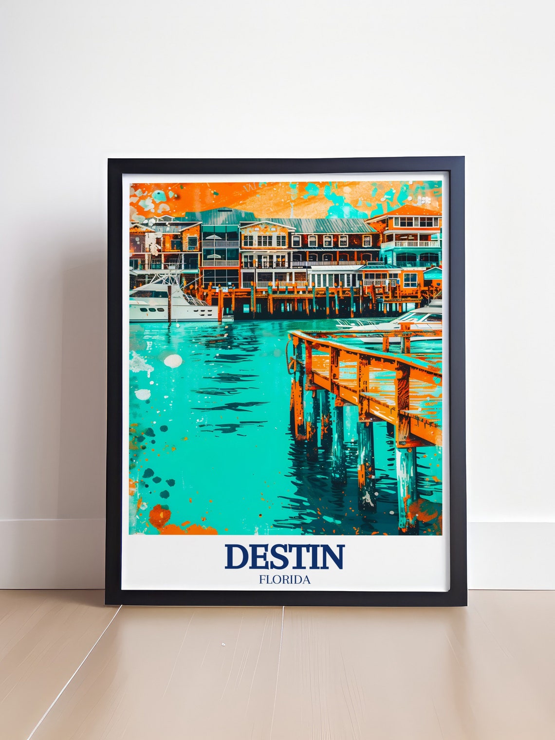 Destin Harbor Boardwalk Poster Florida Turquoise Coastal Art - Image 4
