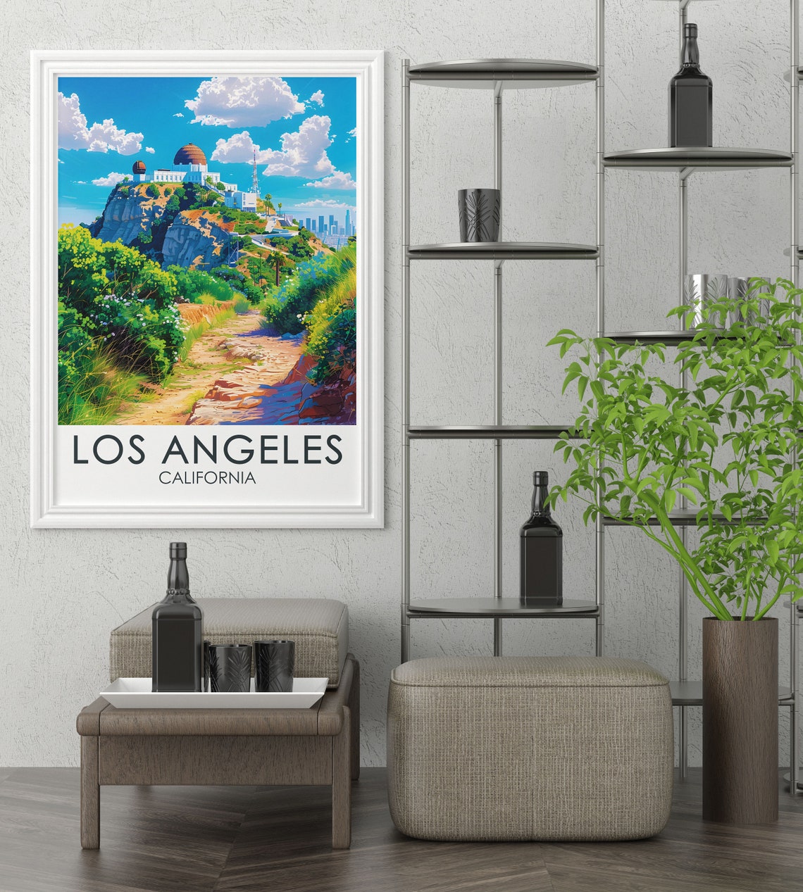 Los Angeles Griffith Observatory Hilltop City Skyline Travel Poster - Image 3