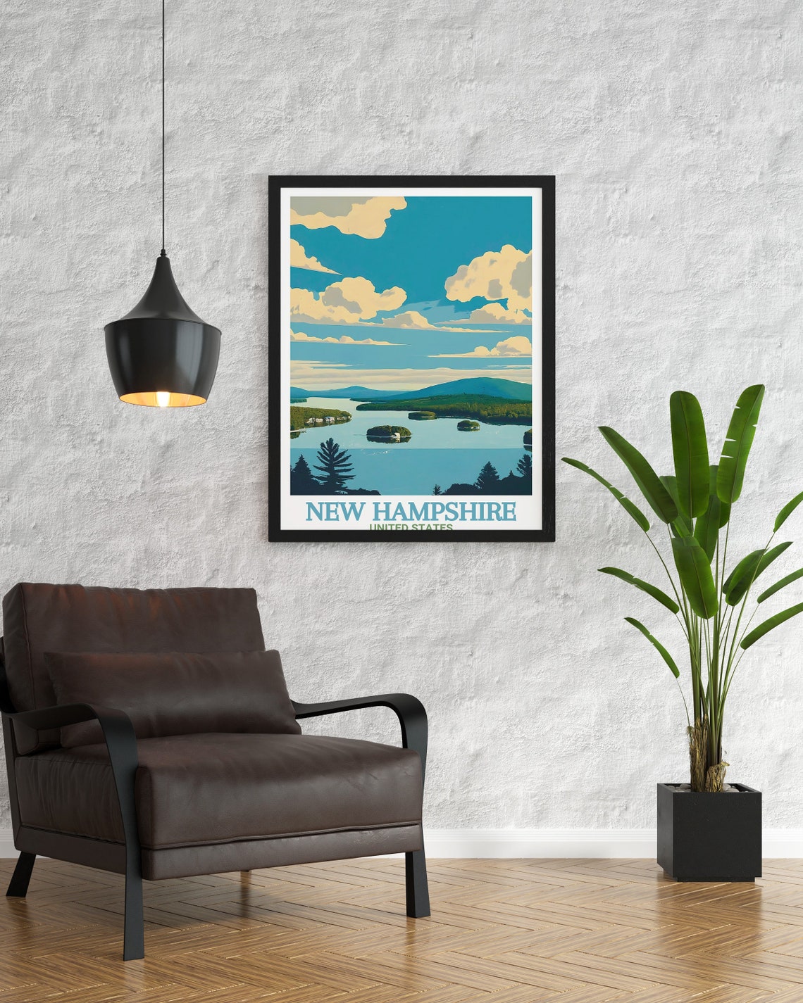 New Hampshire Print Lake Winnipesaukee Art Print For New Hampshire Travel Lovers Lake Winnipesaukee Poster Lake Winnipesaukee Decor - Image 3