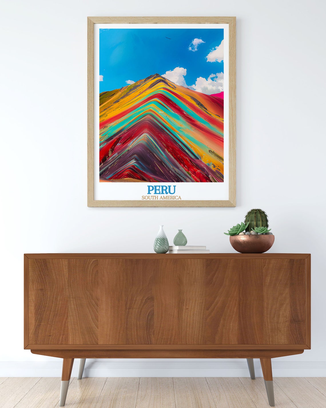 Rainbow Mountain Striped Red Gold Teal Slopes Vinicunca Peru Poster - Image 3