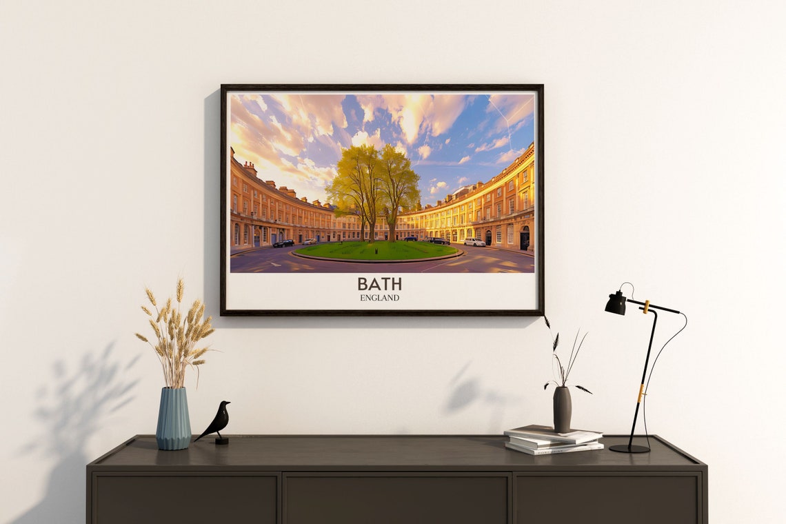 Bath England Royal Crescent Circus Golden Hour Cityscape Poster - Image 4