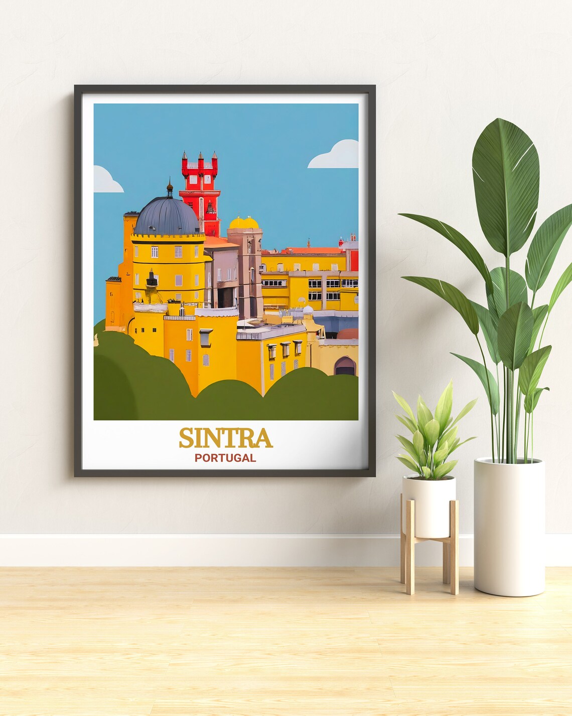 Sintra Portugal Pena Palace Yellow and Red Towers Travel Poster - Image 3
