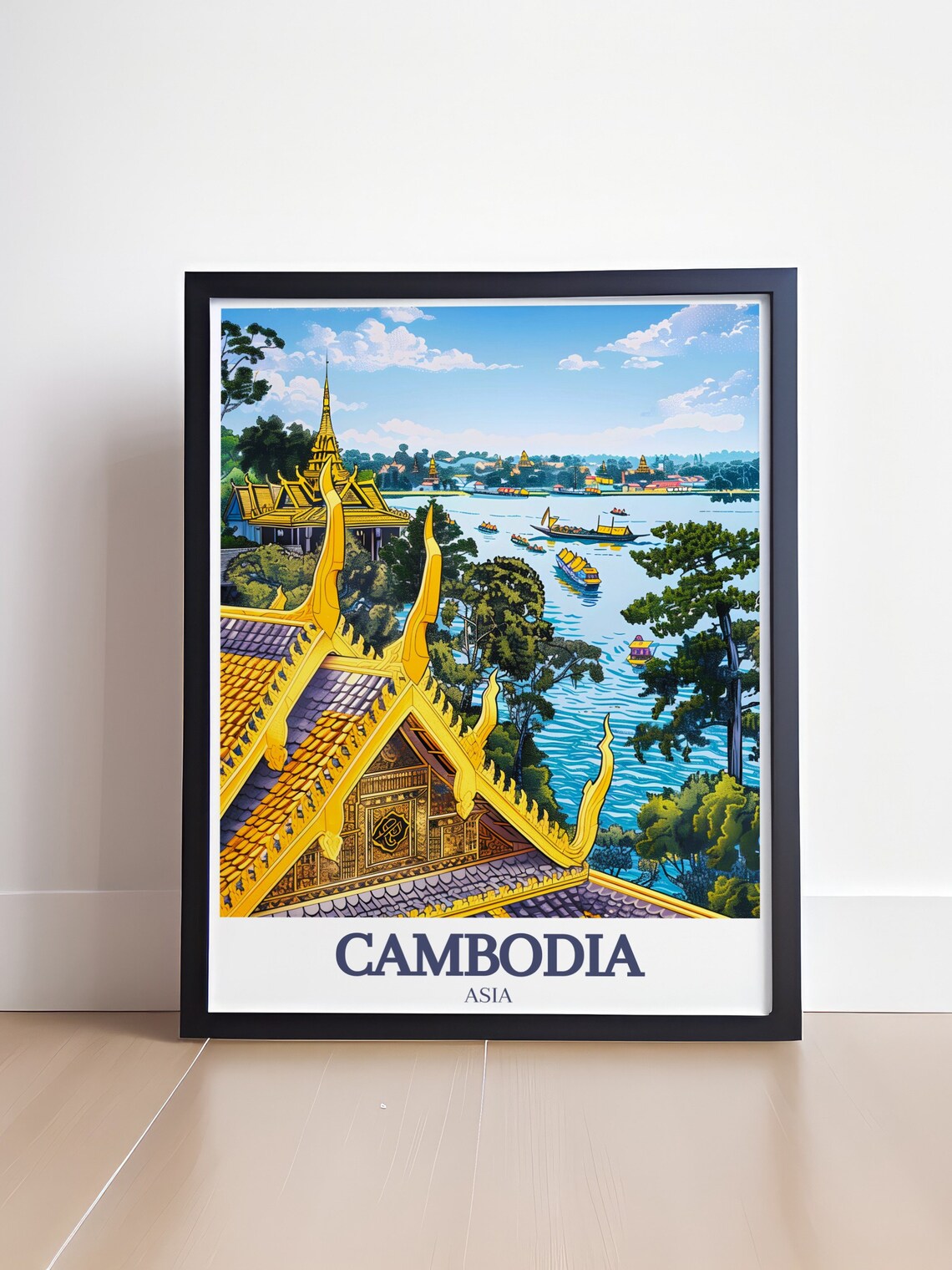 Royal Palace Phnom Penh Golden Temples Cambodia Travel Poster - Image 4