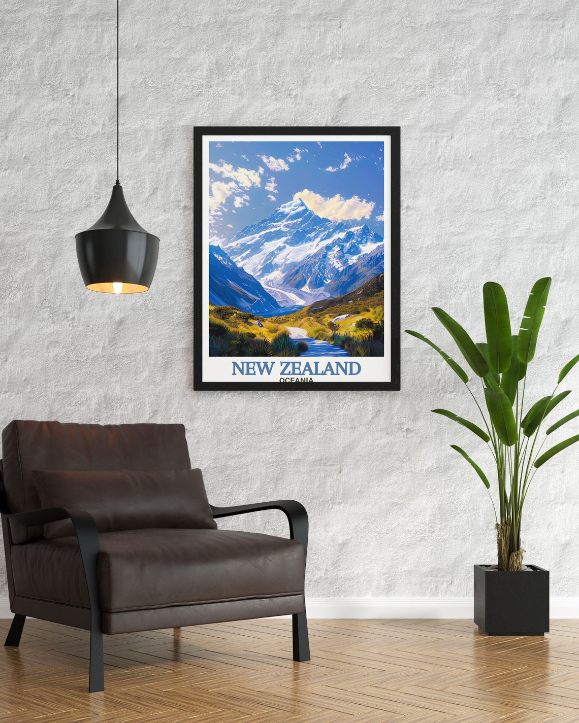New Zealand Travel Poster Mount Cook Travel Poster New Zealand Artwork Mount Cook Decor New Zealand Travel Print - Image 3