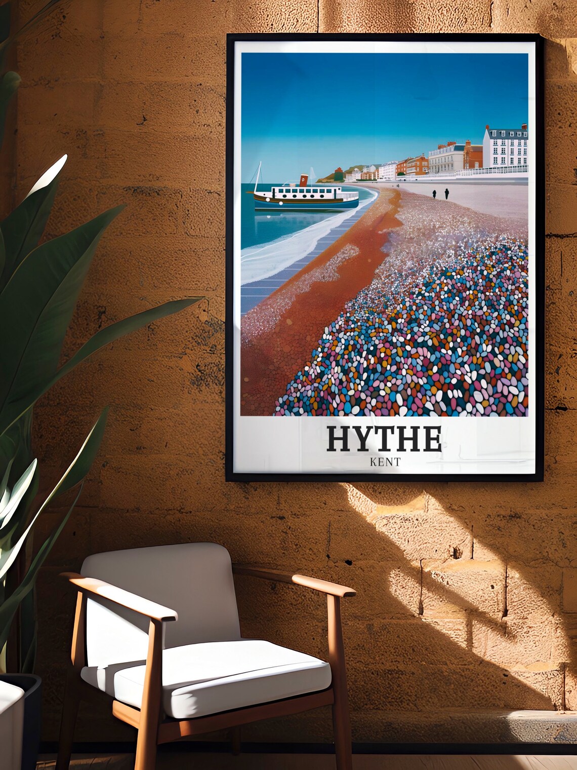 Hythe Kent Shingle Beach Colorful Pebbles Seaside Travel Poster - Image 2