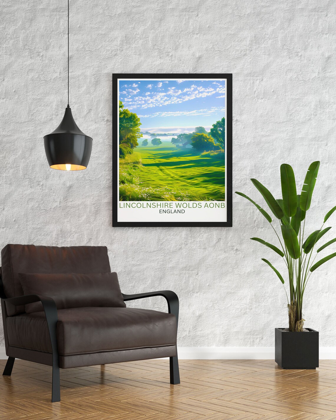 Lincolnshire Wolds Rolling Green Countryside Morning Travel Poster - Image 3