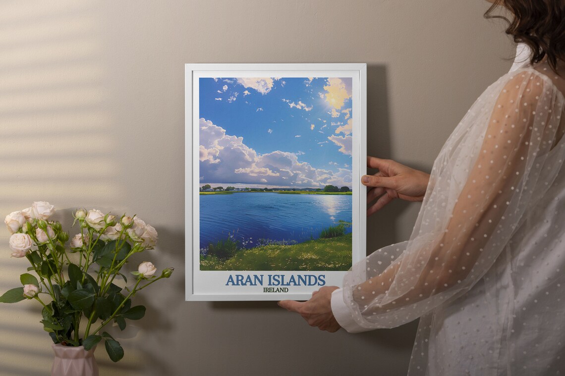 Aran Islands Ireland Lake Sunset Reflective Nature Travel Poster - Image 3